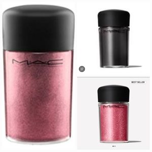 Mac face and body pigment in Rose, Black Black and Heritage Rouge